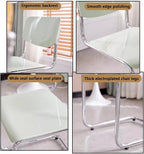 Etlegor Kitchen Plastic Backrest Dining Chair, Modern Cantilever Side Chair w/Chrome Steel Frame for Living Room Office Leisure Area(Creamy White)
