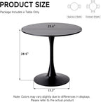 23.6" Small Round Dining Table for 2 4, [Sturdy Metal Tulip Base] Black Modern Circle Kitchen Table, Space Saving, for Dining Room Apartment Office