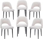 Modern Dining Chairs, Fabric Upholstered Accent Kitchen Chairs with Comfy Padded Seat & Sturdy Metal Legs, Side Farmhouse Chairs for Dining Room, Living Room, Restaurant (Beige, Set of 6)