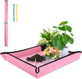 SupKing Repotting Mat for Indoor Plant Transplanting 29.5"x 29.5" Pink Garden Mat for Plant Lovers Oxford Fabric Portable Potting Tray for Gardening Mess Control