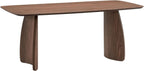 Penau Walnut Finish Rectangular Dining Table, Curved Wooden Base, Engineered Wood Construction with Walnut Veneer, Sturdy MDF Core, Modern Contemporary Design, 71 x 35 x 30 Inchs