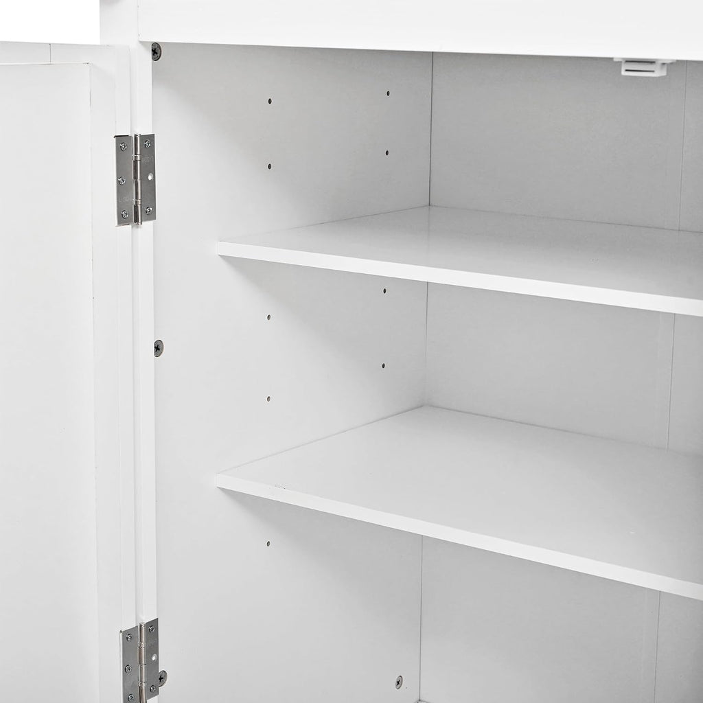 74.8" Tall Kitchen Pantry Cabinet with 4 Doors 6 Drawers 4 Pull-Out Trays, Freestanding Kitchen Cabinet Organizer for Dining Room Living Room, Pantry Cabinets for Kitchen Storage(White)