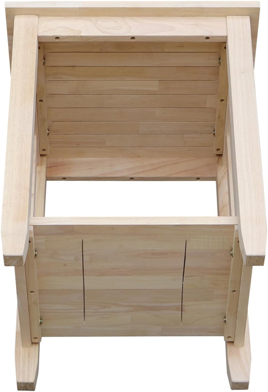 HomeStock Asian Tall End Table, Solid Parawood, 21" W x 21" D x 25" H, 32 lbs, Butcher Block Surface, Ready to Assemble, Single Shelf for Storage.