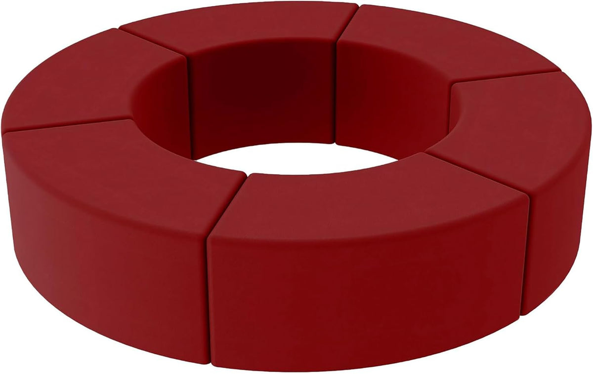 FDP Pro Series Upholstered Configurable S-Curve Accent Ottoman Seating Set (18" H) Collaborative Commercial Furniture for Hotel Lobby, Office, Restaurant, Waiting Room (6-Pack) - Crimson