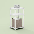 Arau End Table, Side Table, Nightstand, with 2 Tier Open Shelves for Living Room, Bedroom, 1-Pack, White/White