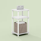 Arau End Table, Side Table, Nightstand, with 2 Tier Open Shelves for Living Room, Bedroom, 1-Pack, White/White