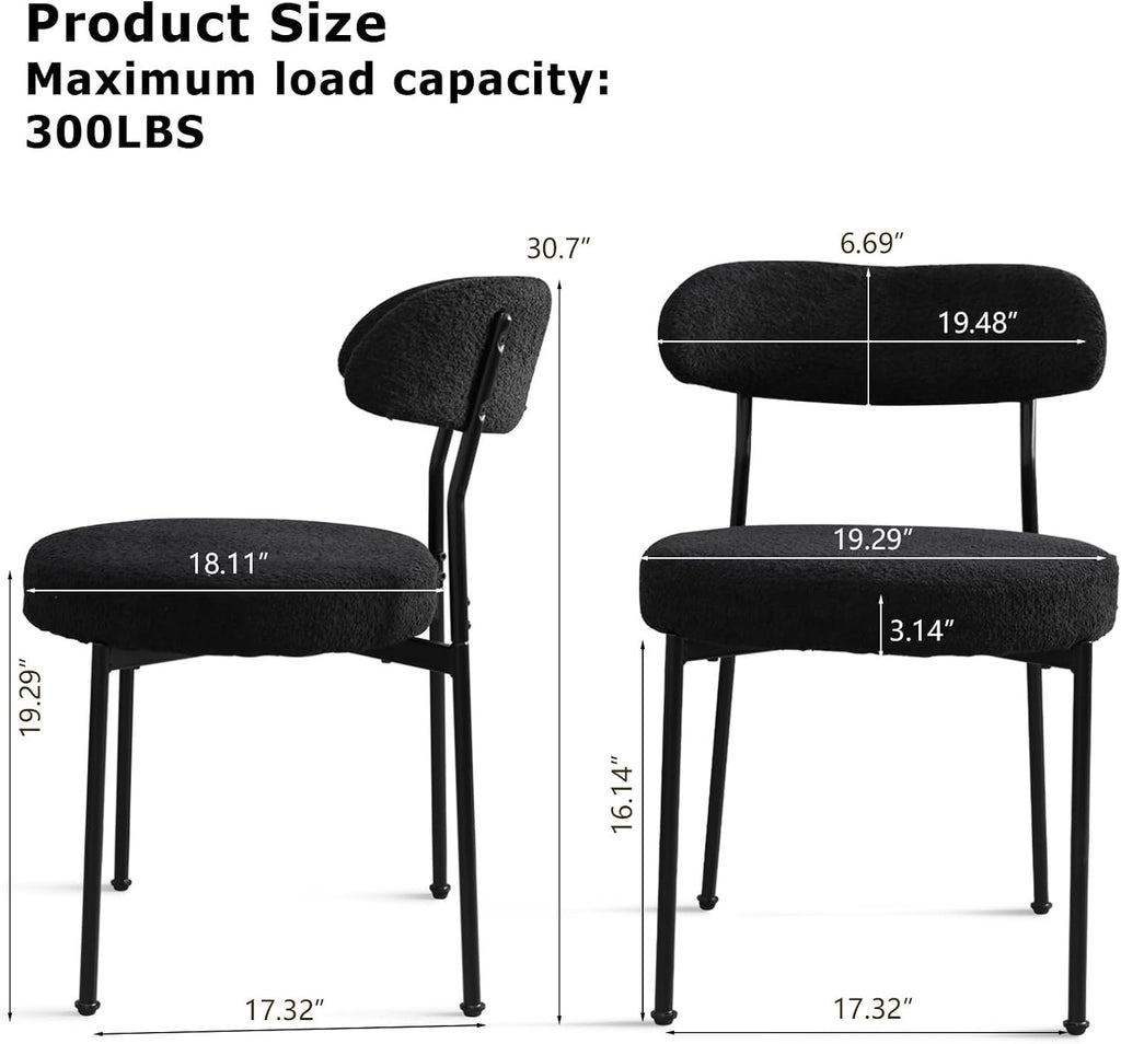 Dining Table and Dining Chair Set 23.6" Black Round Table&2 Boucle Upholstered Chairs for Kitchen Dining Room Small Space 3 Piece Dining Table and Chair Set (Black)