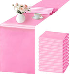 SHEJIZE 10 Pack Pink Satin Table Runner 12x108 Inches Long, Bright Silky Smooth Satin Table Runner Table Decor for Wedding Banquet Christmas Prom Event Birthday Party