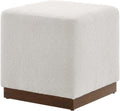 Brown 17" Square Boucle Upholstered Ottoman, Indoor-Outdoor Seating, Plush Fabric, Durable Construction, Versatile Home Decor Accent