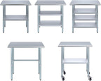 Stainless Steel Table + Add Casters | Choose from 43 Sizes | NSF Metal Work Table for Kitchen Prep Utility | Commercial and Residential Applications.