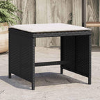 4-Piece Garden Stool Set Black with Cream Cushion
