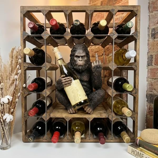 Bigfoot Middle Finger Wine Bottle Holder, Funny Middle Finger Bigfoot Wine Holder Decor, Single Wine Bottle Animal Wine Rack, for Party Tabletop Countertops Kitchen Decoration