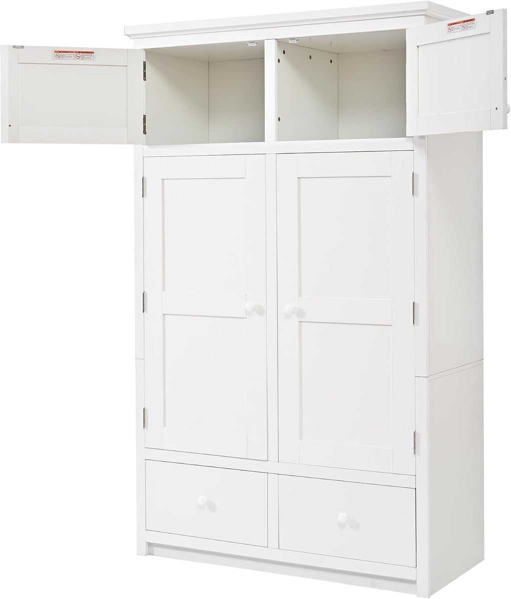 74.8" Tall Kitchen Pantry Cabinet with 4 Doors 6 Drawers 4 Pull-Out Trays, Freestanding Kitchen Cabinet Organizer for Dining Room Living Room, Pantry Cabinets for Kitchen Storage(White)