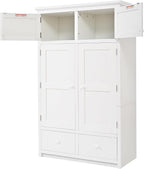 74.8" Tall Kitchen Pantry Cabinet with 4 Doors 6 Drawers 4 Pull-Out Trays, Freestanding Kitchen Cabinet Organizer for Dining Room Living Room, Pantry Cabinets for Kitchen Storage(White)