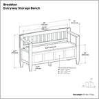 SIMPLIHOME Brooklyn Entryway Storage Bench - 48 inch Wide Solid Wood Storage Seat in Deep Black, Contemporary Bench for Entryway or Living Room with Lift-Up Lid and Slatted Backrest