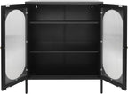 Xuthusman 3 Tier Floor Storage Cabinet, Freestanding Storage Unit with Adjustable Shelves, Magnetic Doors Kitchen Accent Cabinet Kitchen Organizers and Storage for Bathroom（Black）