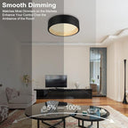 DAKASON LED Flush Mount Ceiling Light Fixture 12.5'' 25W 1500LM, 3000/4000/5000K CCT Selectable, Painted Woodgrain and Black Frame, Dimmable Modern LED Ceiling Light for Kitchen, Hallway, Living Room