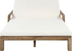 Merax Acacia Wood Outdoor Daybed Sofa, Farmhouse Patio Sun Lounger with Adjustable Backrest, High-Density Cushions & Removable Wheels, Weather Resistant for Garden, Poolside, Backyard, Beige