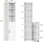 ChooChoo Narrow Kitchen Pantry Storage Cabinet, Slim Storage Cabinet with Adjustable Shelves and Open Shelves, Tall Freestanding Pantry Cabinet for Small Spaces, Kitchen, Dining Room, Bathroom, White