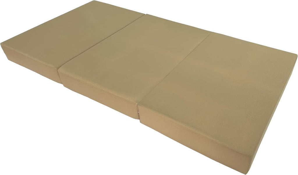 D&D Futon Furniture Tan Trifold Foam Beds, Shikibuton, Tatami Cushion Topper, Foldable Futon Pad, Twin 6x39x75