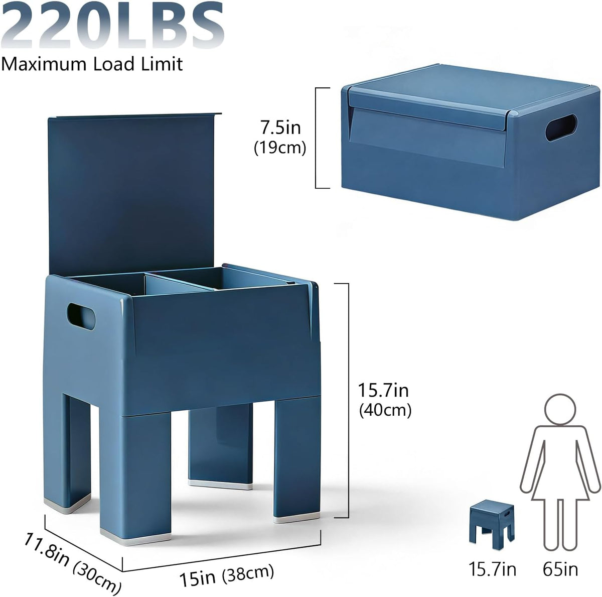 Colorful ABS Plastic Nightstand Detachable Storage Side Table Stool | Tool-Free Assembly, Eco-Friendly Plastic, Detachable Legs, 230 Lbs Load, Bedroom, Living Room, Bathroom, Outdoor & Pool Use