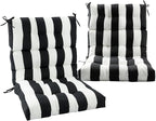 Magpie Fabrics Indoor Outdoor Tufted High Back Chair Cushion Set of 2, Waterproof All-Weather Deep Seating Rocking Chair Patio Chaise Lounge Sun Lounger Chair Cushions (Black White)