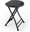 Folding Stool, 18 Inch Foldable Stool with Handle & Steel Frame, Folding Bar Stools, 500lbs Sturdy Foldable Lightweight Metal Chair for Camping, Indoor and Outdoor, Black