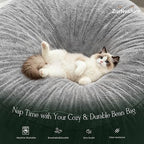 ZurNesfure Bean Bag Chair for Adults,3FT Giant Bean Bag Chair Grey,Medium | Fluffy Bean Bag Chairs with Filler & Machine Washable Cover, Handle, Side Pocket Oversized Beanbag for Living Room, Bedroom