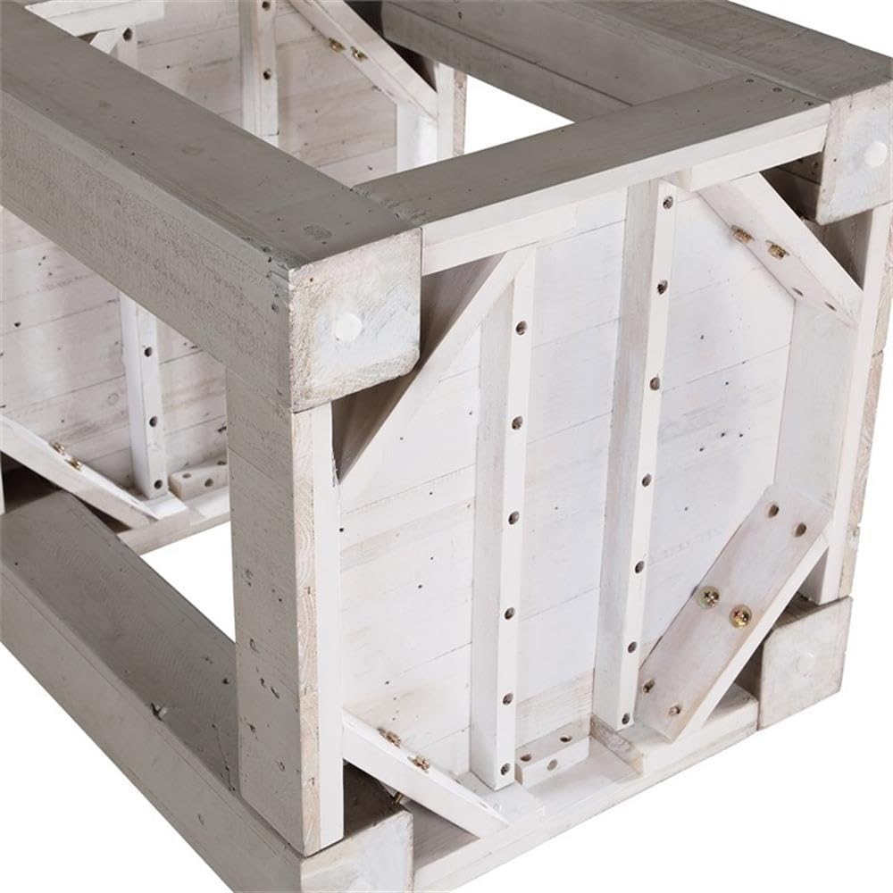 BOWERY HILL Contemporary Rectangular End Table, 22" Width x 24" Height, Reclaimed Solid Pine, Distressed Gray Finish, Bottom Shelf, Rustic Design for Living Room or Bedroom