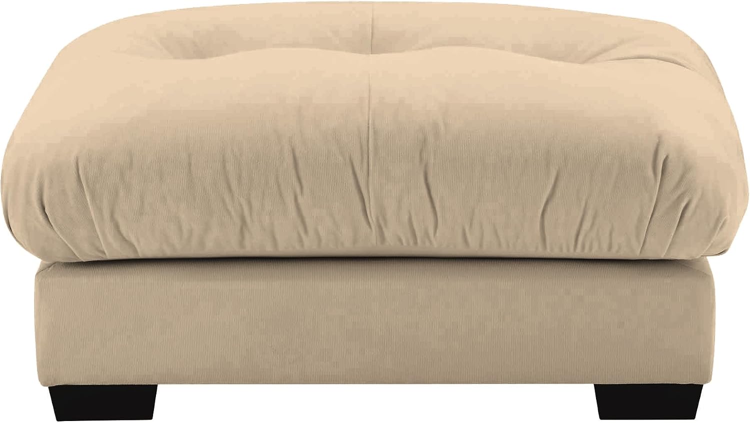 Velvet Upholstered Ottoman Footstool with Cushion for Sectional Sofa Couch 300lbs for Living Room（Camel）