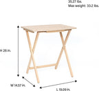 PJ Wood XL Oversize Tray Table, Natural Wood, 5-Pack | 33.2 lb Capacity, Rectangular Shape, Foldable Design, Space-Saving Storage