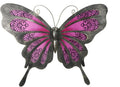 LIFFY Metal Butterfly Wall Art - 12" Glass Outdoor Wall Decor - Hanging Garden Decorations Outside - Metal Wall Art for Yard Fence Patio