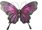 LIFFY Metal Butterfly Wall Art - 12" Glass Outdoor Wall Decor - Hanging Garden Decorations Outside - Metal Wall Art for Yard Fence Patio