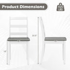 Giantex Dining Chairs, Wooden Armless Kitchen Chairs with Solid Rubber Wood Legs, Farmhouse Ladder Back Dining Chairs for Dining Room (4, White+Gray)