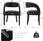 Shunzhi Black PU Leather Dining Chairs Set of 4, Modern Upholstered Dining Room Chairs, Barrel Kitchen Chairs with Arms/Open Back, Comfy Accent Side Chairs for Bedroom/Living Room