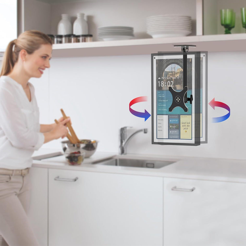 Under Cabinet Mount for Echo Show 15, Height Adjustable | Aluminum, Height Adjustable, Swivel Left to Right, Up and Down Tilt, 360° Rotation, Also Fits Show 21, Black