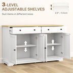 lapday Kitchen Cabinet with 2 Spacious Drawers,2 Doors,3-Level Adjustable Shelf(55.1" W x 15.7" D x 33.5" H). (White)
