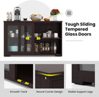 NAFORT Wooden Buffet Cabinet Sideboard with Sliding Doors, Kitchen Storage Console Table, Accent Coffee Bar with Adjustable Shelf for Living Room, Dining Room (Brown, 13" D x 42" W x 24.5" H)