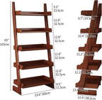 5 Tier Ladder Shelf, Ladder Bookshelf with Wood Frame