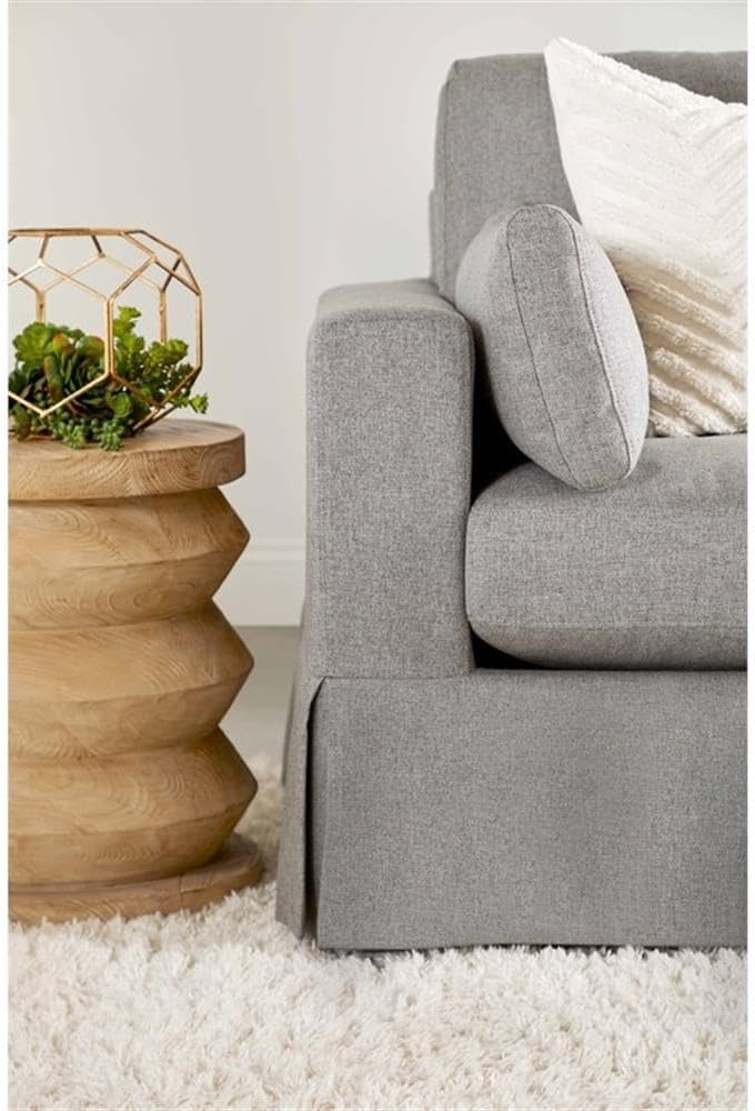 Pemberly Row Modern Transitional Accent Table, Smoke Gray Finish, Solid Reclaimed Pine Wood, Cylindrical Design, Compact 19.25"H x 16.5"W x 16.5"D, Ideal for Small Spaces and Versatile Decor Styles