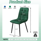 Velvet Dining Chairs Set of 4, Mid Century Upholstered Green Dining Room Chairs Tufted Upholstered Kitchen Chairs Set of 4 for Dining Room, Bedroom, Living Room