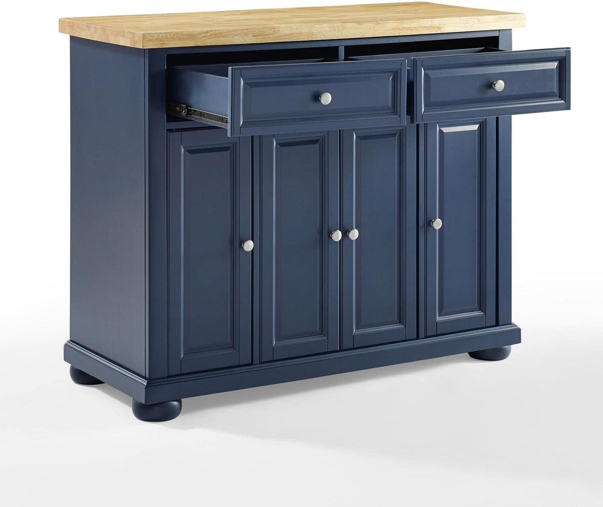 HomeStock Renaissance Rhapsody Kitchen Island with Durable Top and Optional Casters - Island/Cart, Versatile Storage Kitchen Island, Elegant Kitchen Cart Navy