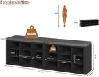 Shoe Rack Bench, Shoe Storage Bench with Cushion, Shoe Organizer 18 Cubbies for Entryway Hallway Bedroom Living Room, Holds Up to 400lbs