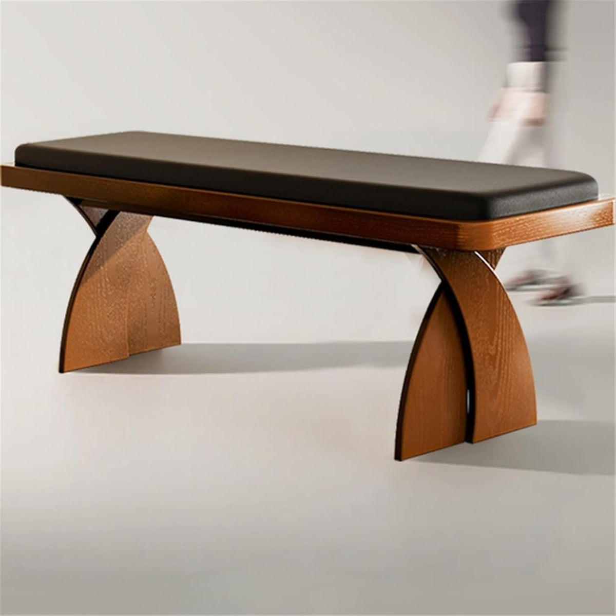 Modern Wooden Long Bench at The Foot of The Bed in The Bedroom Dressing Room or Home Use Leather Shoe Changing Entryway(XS)