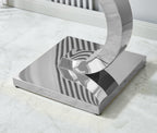 Luxury Silver Glass End Table,Sqaure Sofa Side Table with Shiny Mirrored C-Shape Stainless Steel Base,Clear Glass Accent End Table Bedside Table Nightstand for Living Room Bedroom Office