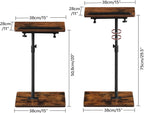 MAHANCRIS Set of 2 TV Tray Table, Height Adjustable TV Trays with 360° Swivel, Space-Saving Side Table for Couch, Multi-Functional Sofa Table with Anti-Slip Bar, Bedside, Rustic Brown ETRB4501S2