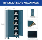 COFaR Metal Pantry Cabinet with Doors, Farmhouse 71'' Tall Storage Cabinet with 4 Adjustable Shelves, Kitchen Pantry Cabinet for Dinning Room, Laundry, Peacock Blue 5-Tier