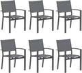 Elountik Set of 6 Heavy Duty Outdoor Patio Chairs, All Weather Textilene Mesh, Metal Frame, 350lb Capacity, Grey