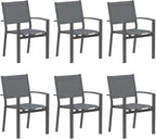 Elountik Set of 6 Heavy Duty Outdoor Patio Chairs, All Weather Textilene Mesh, Metal Frame, 350lb Capacity, Grey