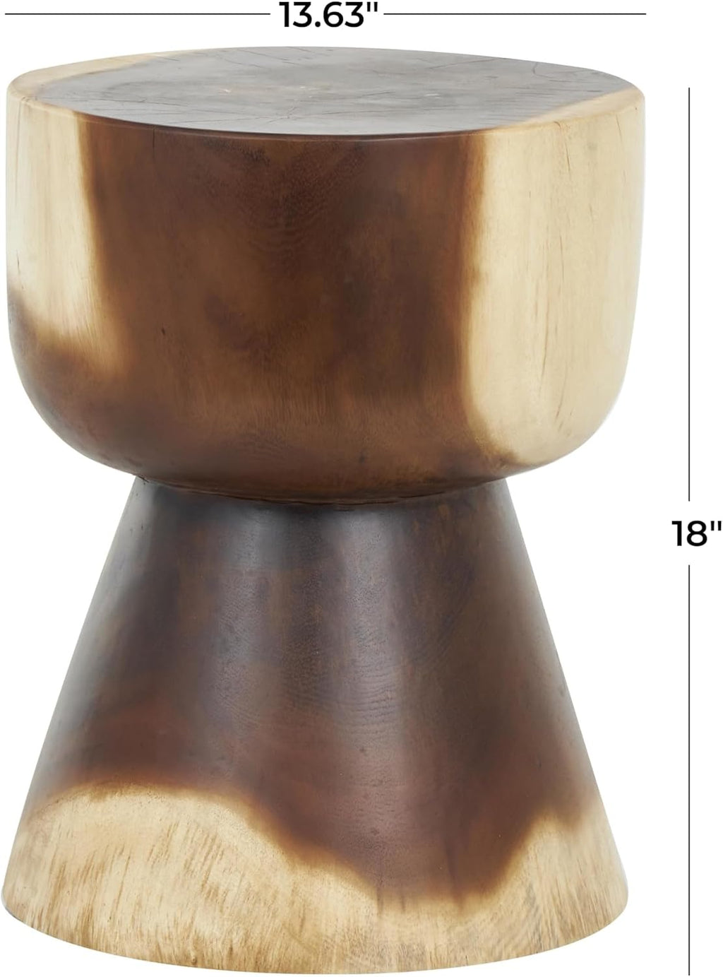 Deco 79 Wood Handmade Side End Accent Table Hourglass End Table with Natural Wood Grain, Side Table 14" x 14" x 18", Brown